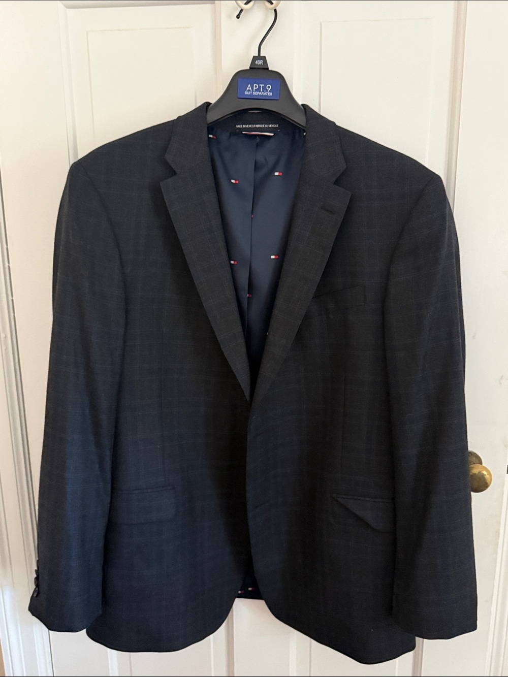 Tommy Hilfiger Men's Dark Charcoal Plaid Blazer